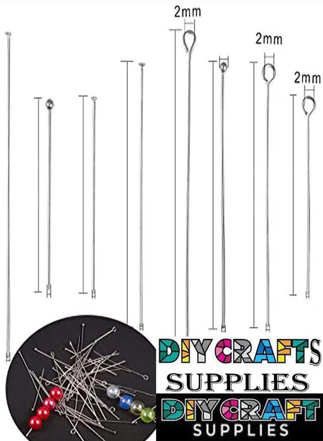 دي آي واي كرافتس مجموعة دبابيس ذات رأس مسطح ودبابيس ذات عيون مفتوحة مقاس 22/21 لصنع المجوهرات والإكسسوارات اليدوية - 20-50 مم، معبأة بشكل عشوائي غير مصنف كما هو موضح في الصورة (50 جرام، فضي) - Image 2